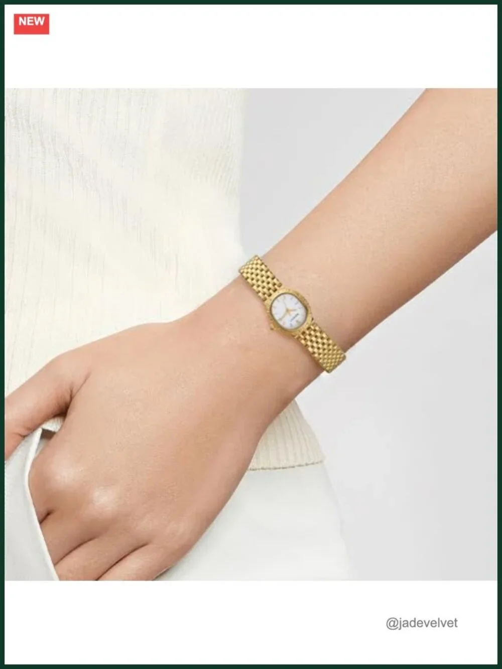 Vintage Gold Oval Quartz Watch for Women, Stainless Steel Bracelet, 3ATM